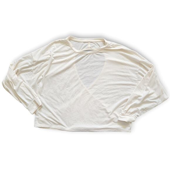 Old Navy Active Ultra-Lite Long-Sleeve Cutout Wrap-Back Cream Top Women Sz M - Picture 2 of 6